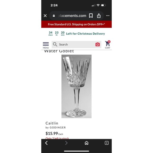 2 Catilin by Shannon Godinger, Crystal Stems Water Glass Replacements Multiples - Picture 4 of 6